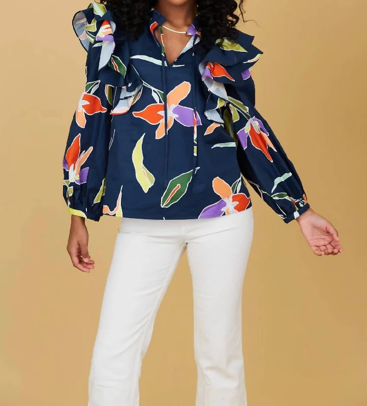 Crazy Deals Grady Blouse In Blue Lily
