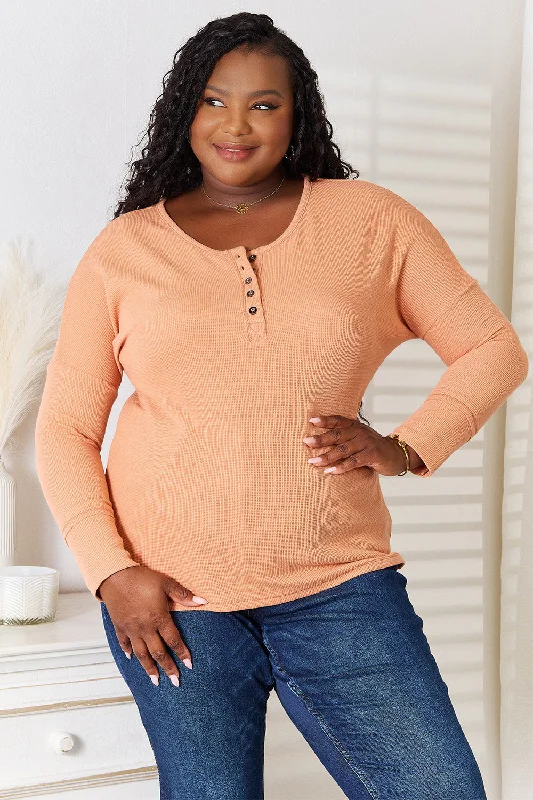 Year-End Clearance Half Button Long Sleeve Top