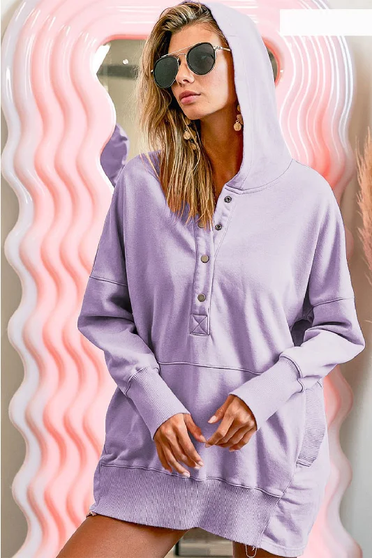 Price Rollback Half Snap Dropped Shoulder Hoodie