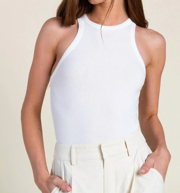Year-End Clearance Halter Racerback Bodysuit In White