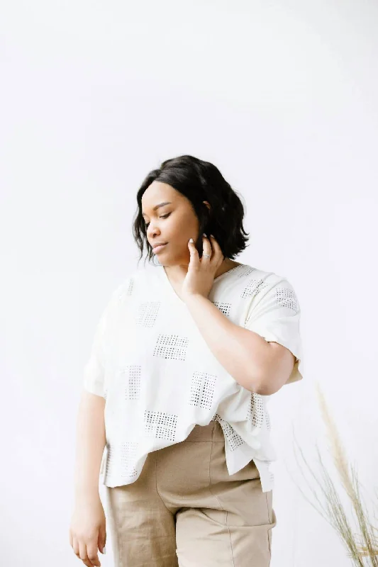 Major Savings Hanna Top Block Printed Silk In Squares Print