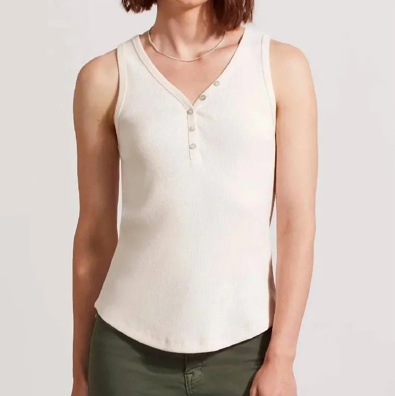 Flash Sale Henley Tank Top W/buttons In Sandust