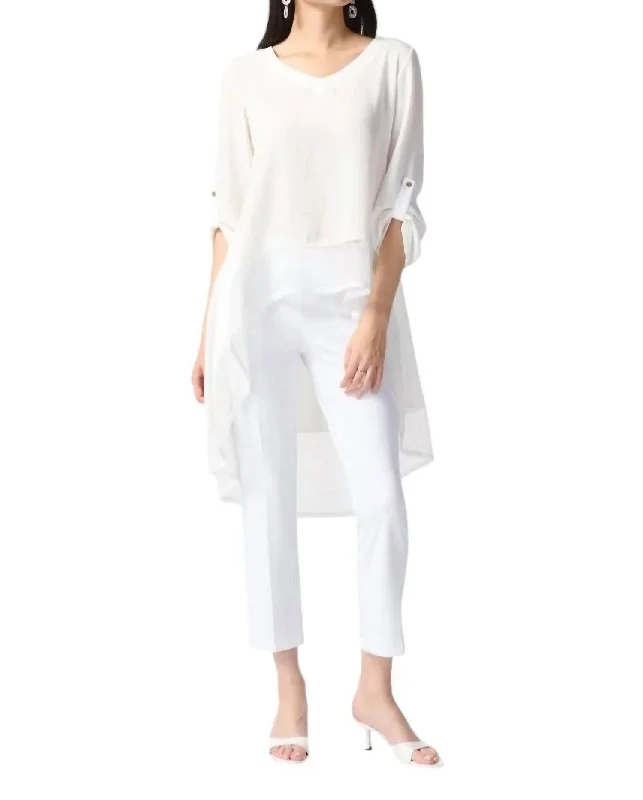 Super Sale High Low Flare Top In White