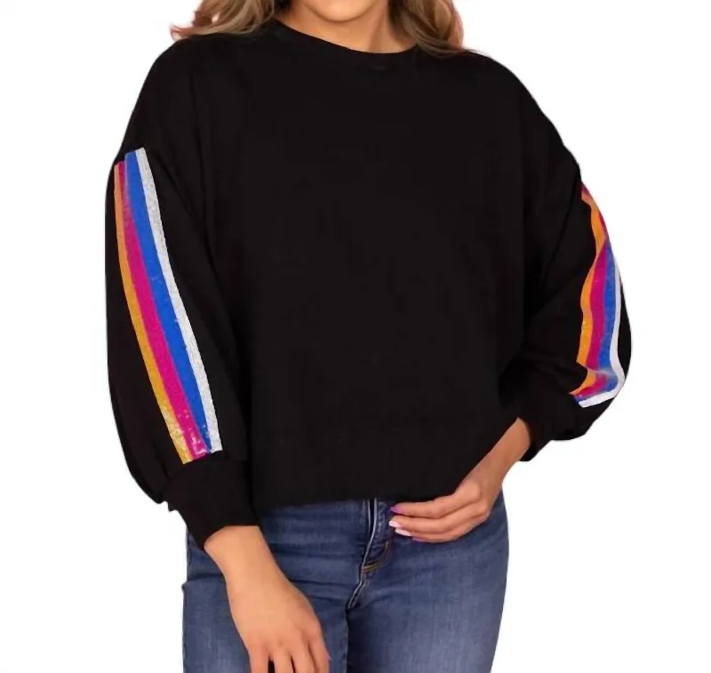 Instant Discount Jockey Sequin Stripe Sweatshirt In Midnight