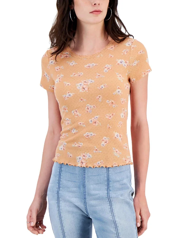 Sale Event Juniors Womens Floral Print Pullover Top