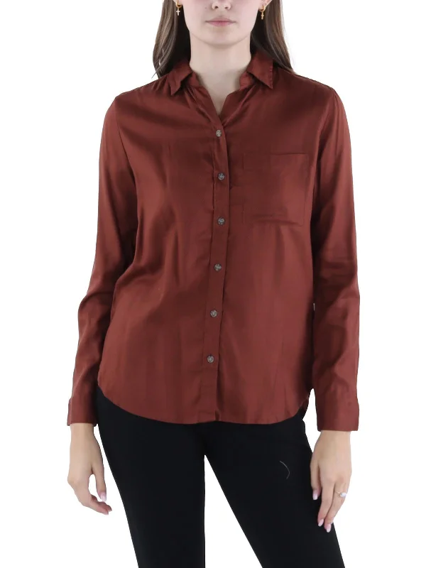 Mega Sale Kimberly Womens Collar Long Sleeve Button-Down Top