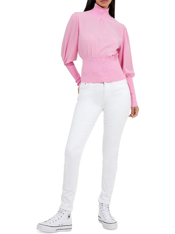 Stock Clearance Krista Womens Ribbed Turtleneck Pullover Top