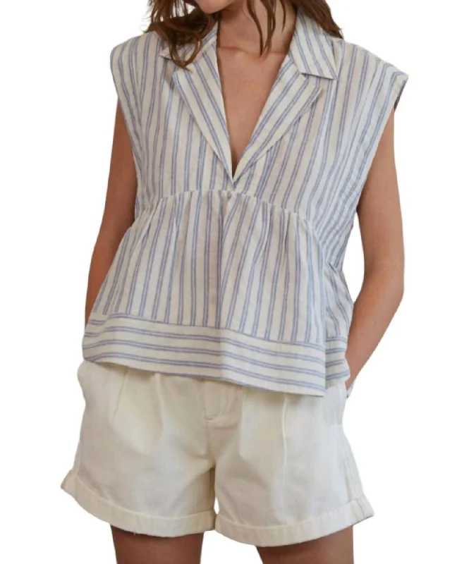Seasonal Sale La Jolla Top In Natural Blue Stripe