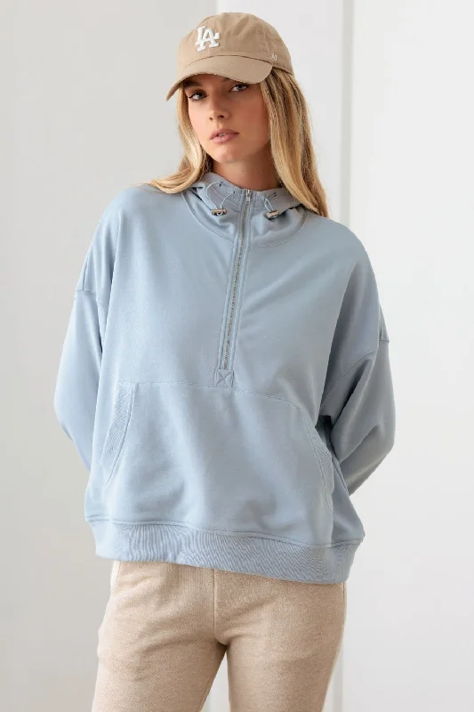Super Savings Le Lis Half Zip Drawstring Mock Neck Hoodie