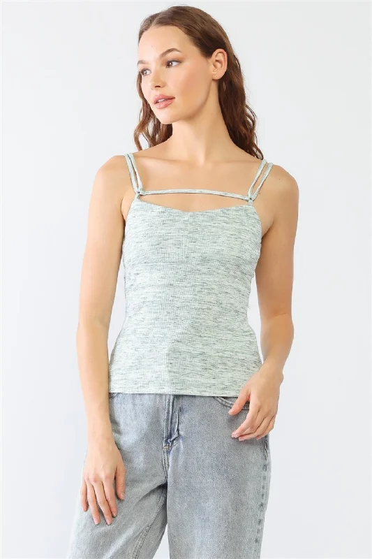 Warehouse Sale Le Lis Heathered Ribbed Adjustable Strap Cami