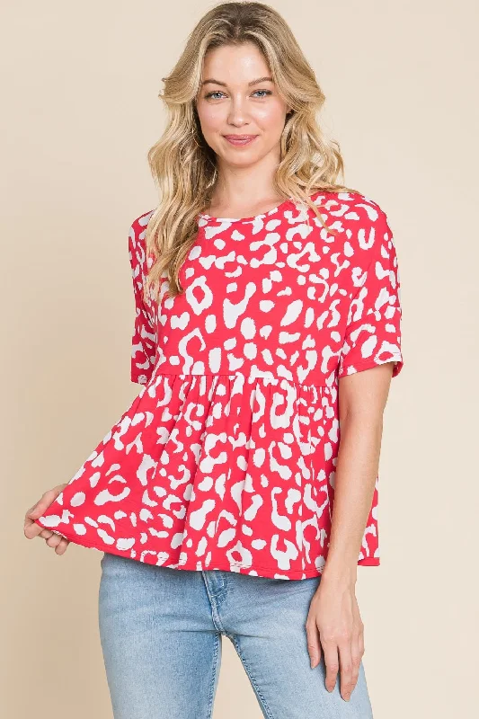 Don’t Miss Out Leopard Peplum Babydoll Blouse