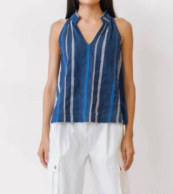 Stock Up and Save Leslie Split Neck Top In Nocturnal Combo