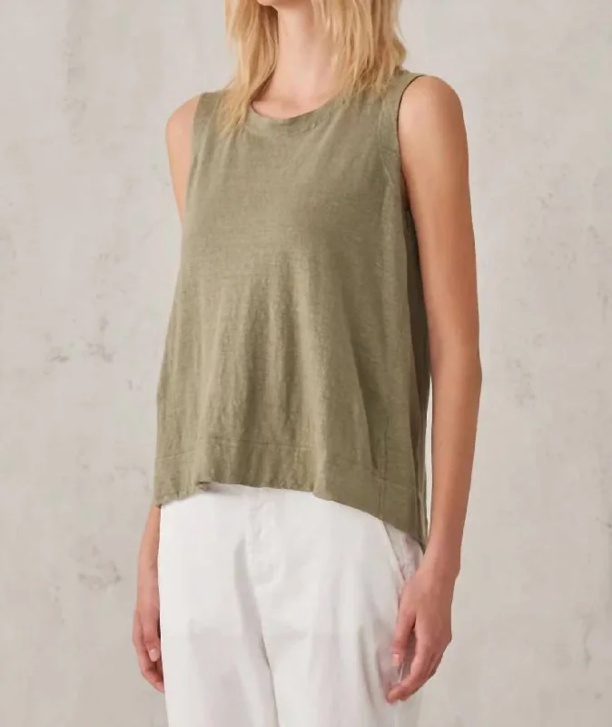 Take Advantage Linen Jersey Tank In Olive