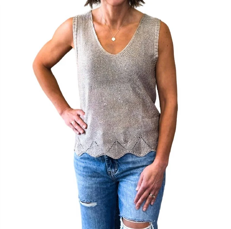 Discount Deals Little Sparkle Sweater Tank In Taupe