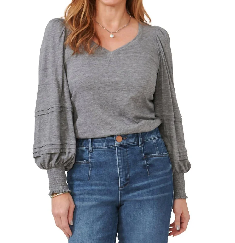 New Markdowns Long Democracy Blouse In Heather Charcoal