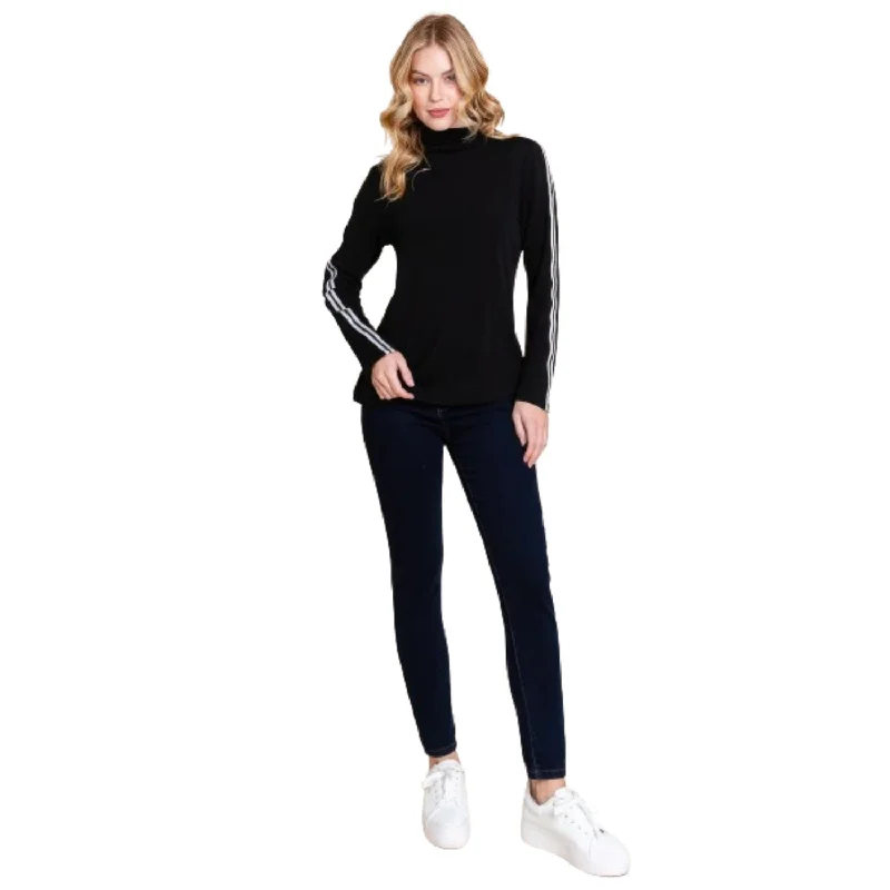 New Deals Long Sleeve Solid Mock Neck Casual Top