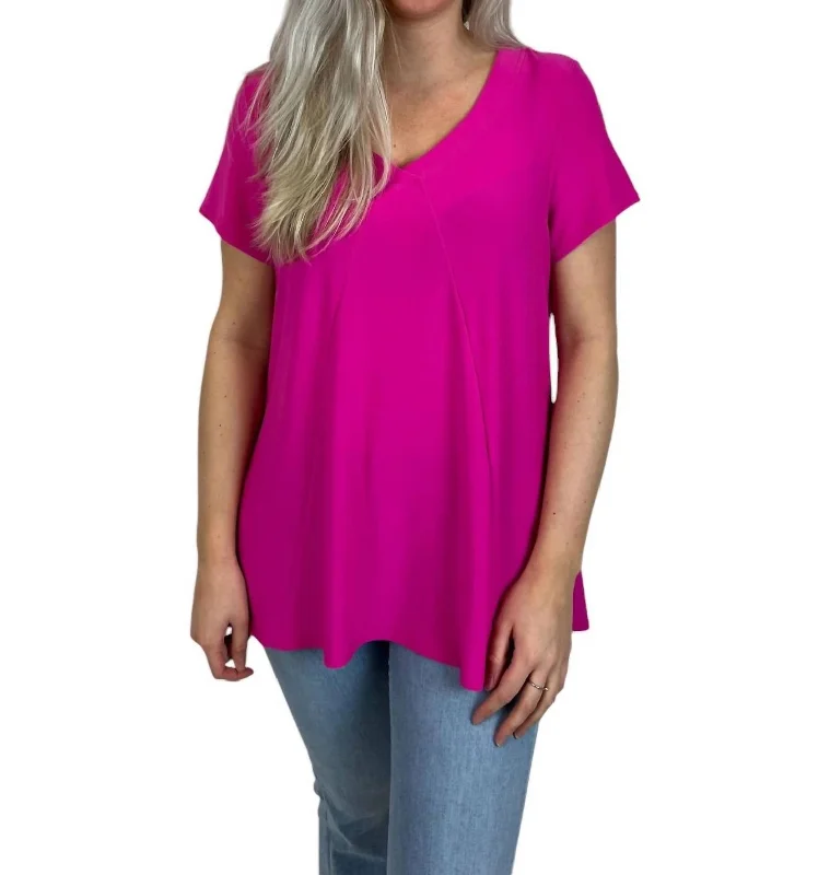 Limited Time Loose Fit V-Neck Top In Ultra Pink