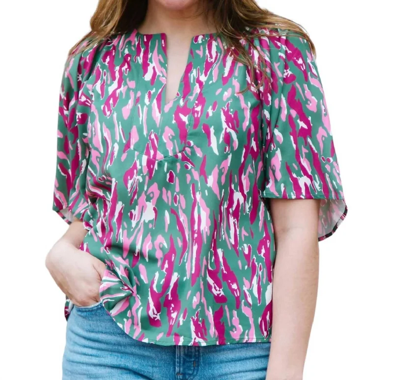 Limited Time Offer Lori Top In Tiger Tail Olive