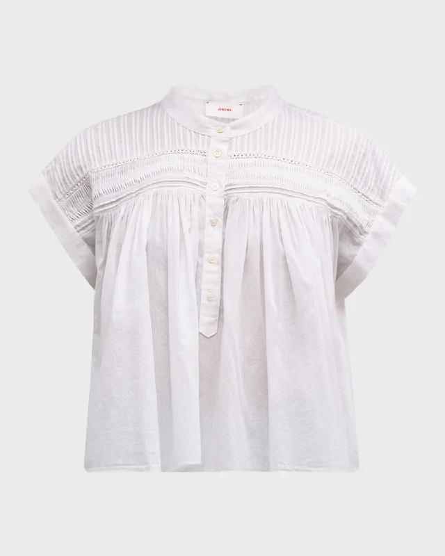 Discount Deals Louelle Ruched Lace-Trim Cotton Top