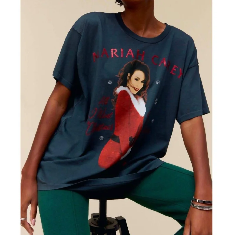 Flash Sale Mariah Carey Christmas Tee In Vintage Black