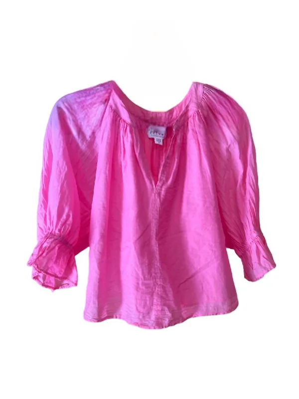 Grand Opening Sale Marina 3/4 Sleeve Blouse In Pop Pink