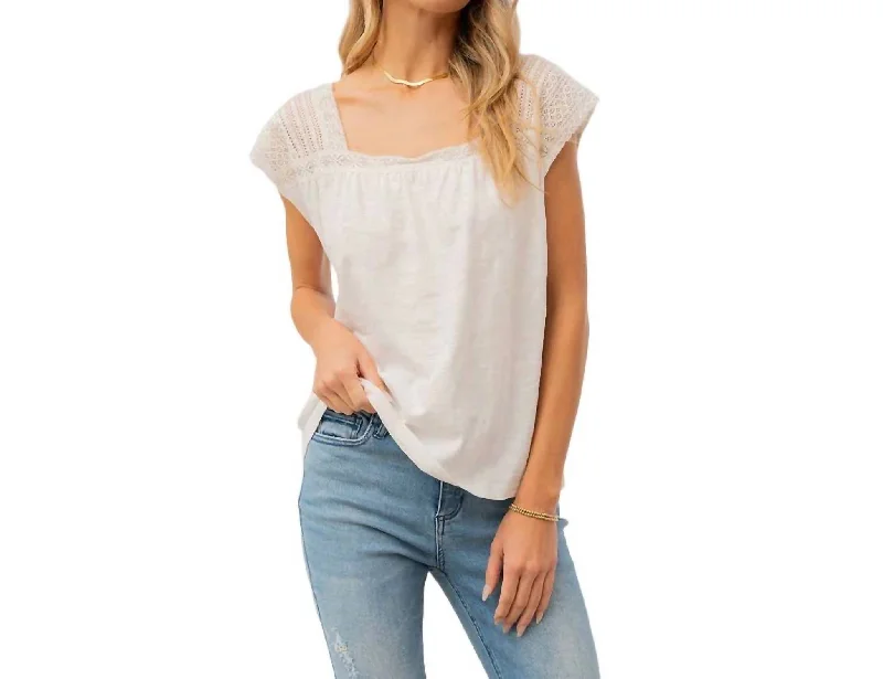 Grand Opening Sale Matilda Square Neck Top In Off-White