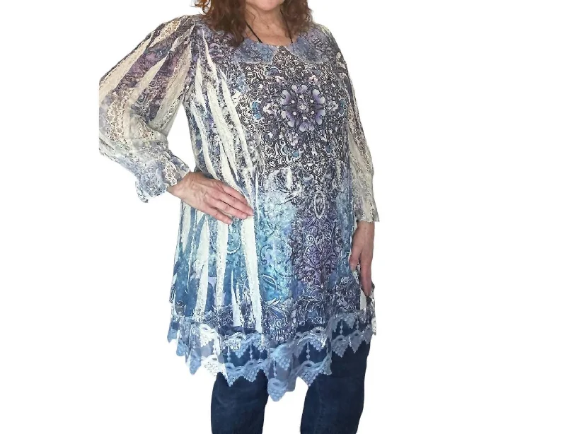Sneak Peek Sale Melissa Lace Tunic In Blue Multi