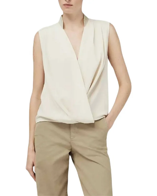 Members Only Meredith Satin Blouse Top In Ivory