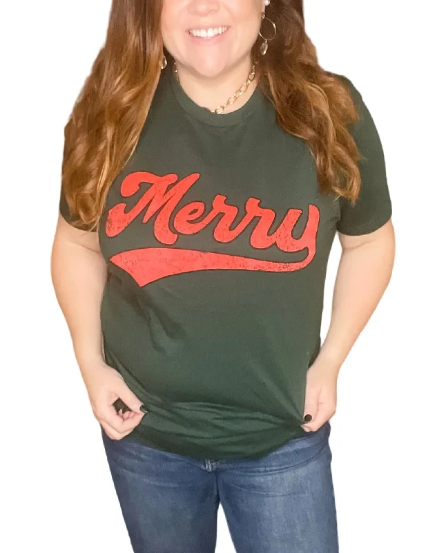 Super Bargain Merry Tee In Hunter Green