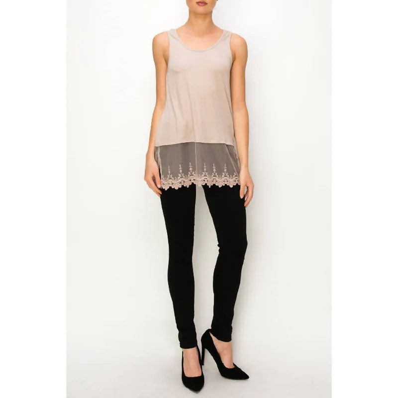 Loyalty Reward Mina Lace Sleeveless Tank Top In Taupe