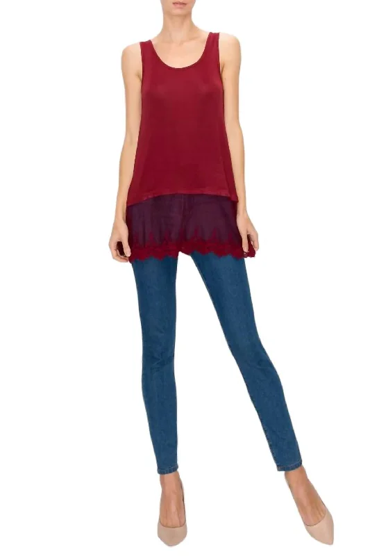 Exclusive Access Mina Lace Sleeveless Tank Top In Wine