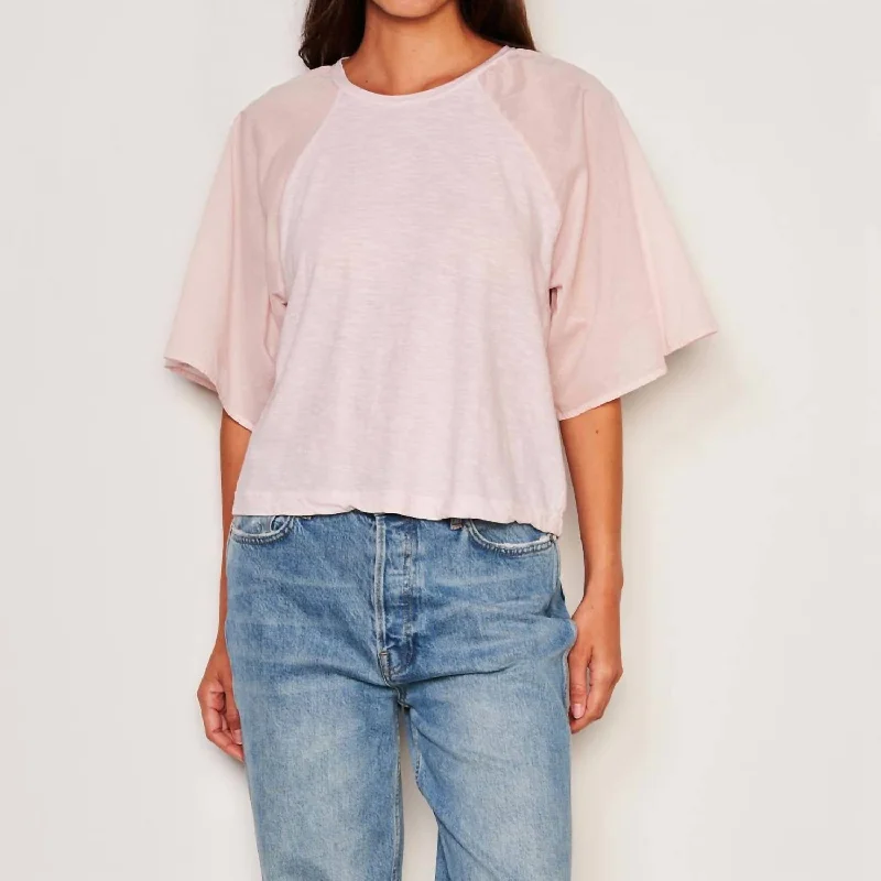 Reduced Prices Mixed Media Popover Top In Flush Pink