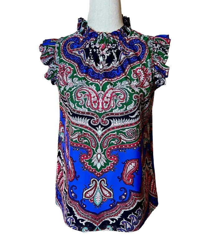 Closeout Mylie Top In Bandana Paisley Blue