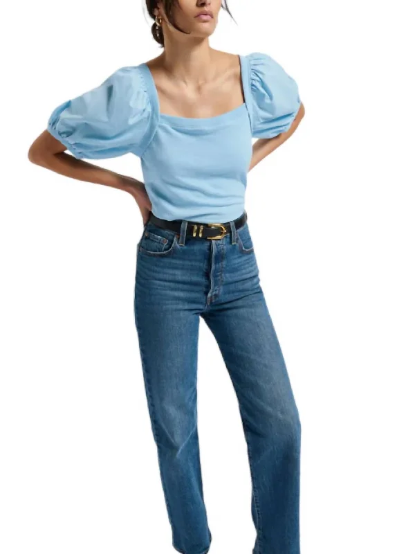 Discount Deals Naya Puff Sleeve Top In Powder Blue