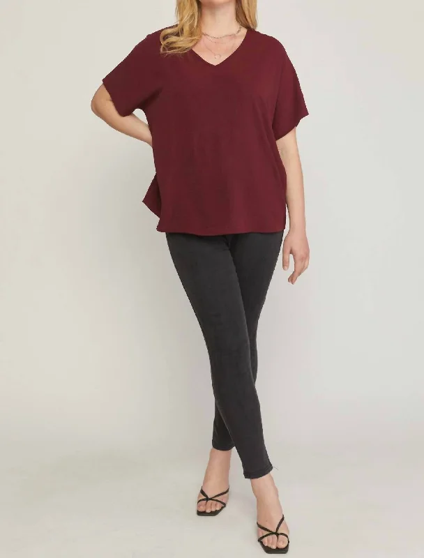 Instant Discount New Attitude Top In Burgundy