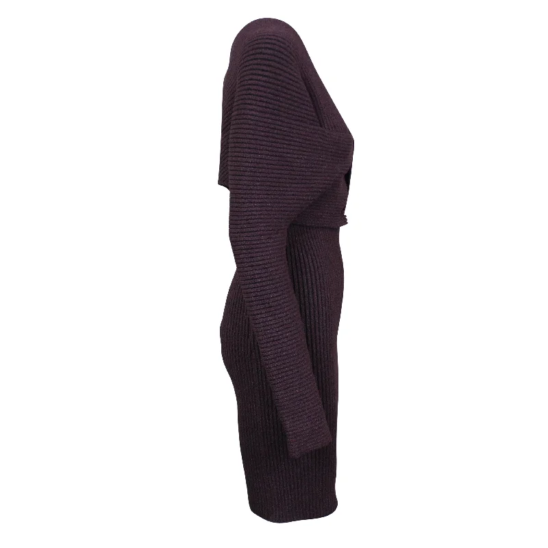 Big Savings NWT BOTTEGA VENETA Purple Sable Rib Knit Short Dress