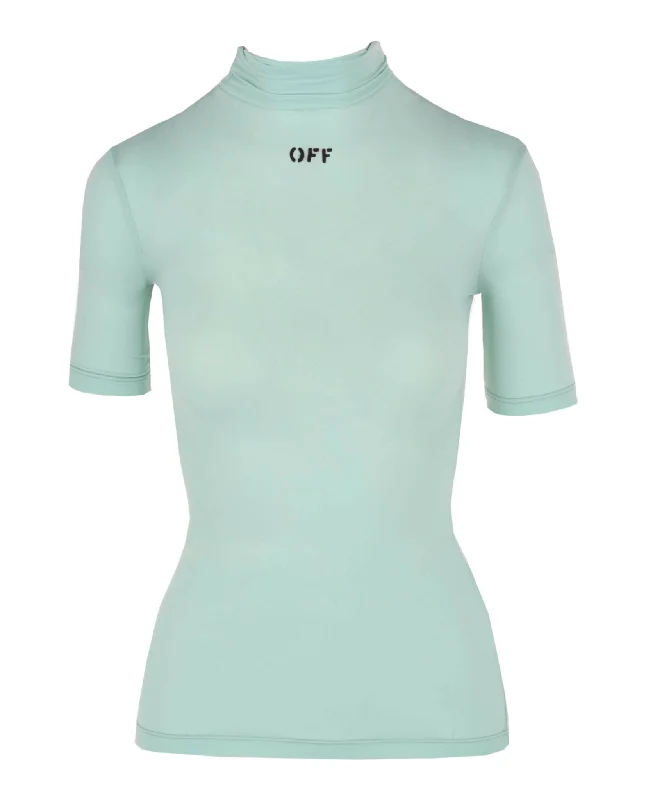 Price Cut Off Stamp Sec Skin Turtleneck Short Sleeve Shirt