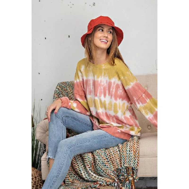 Exclusive Preview Ombre Dye Terry Knit Banded Bottom Pullover