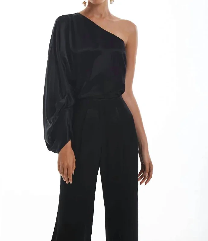 Today’s Deal One Shoulder Blouse In Black