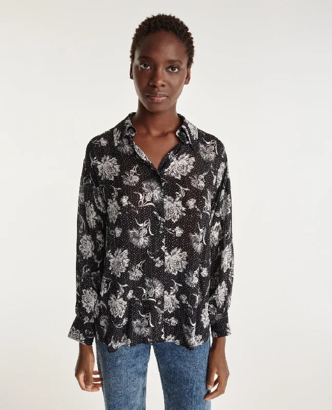 Limited Time Offer Oversized Shirt With Jacquard Print