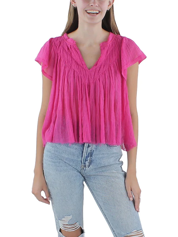 Final Markdown Padma Womens Raw Hem Cotton Pullover Top