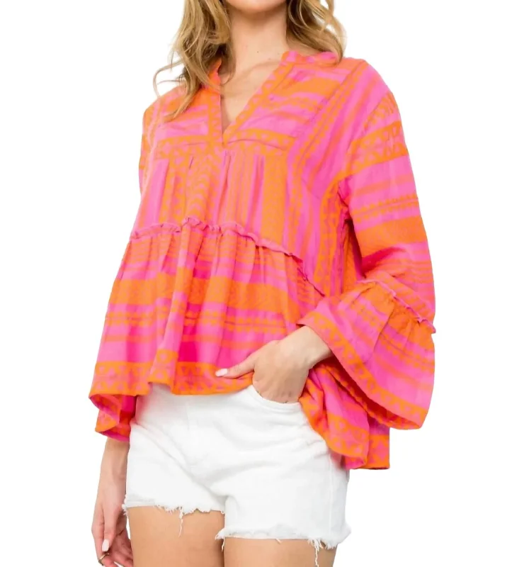Price Rollback Pattern Top In Pink/orange