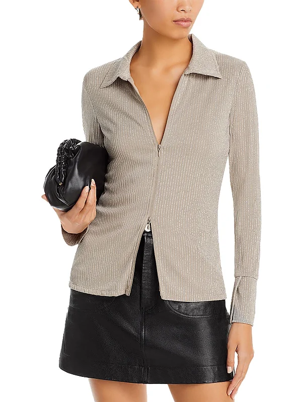 Clearance Items Paula Womens Knit Metallic Blouse
