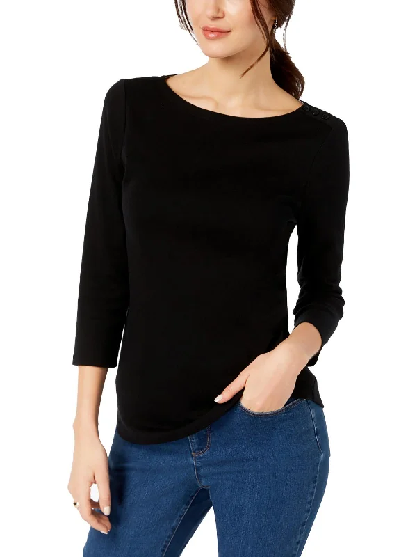 Big Discounts Petites Womens Knit 3/4 Sleeves Pullover Top