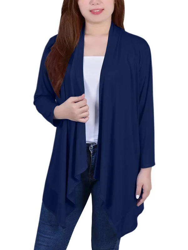 Limited Availability Petites Womens Knit Open Front Blouse