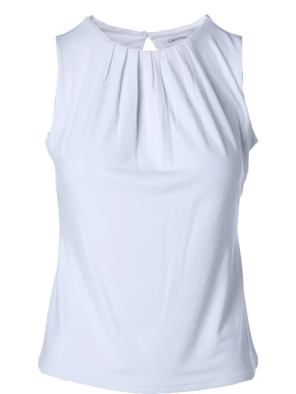 Today’s Deal Petites Womens Matte Jersey Pleated Casual Top