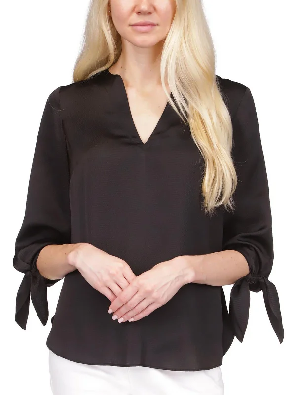 Bargain Prices Petites Womens Satin Split Neck Blouse