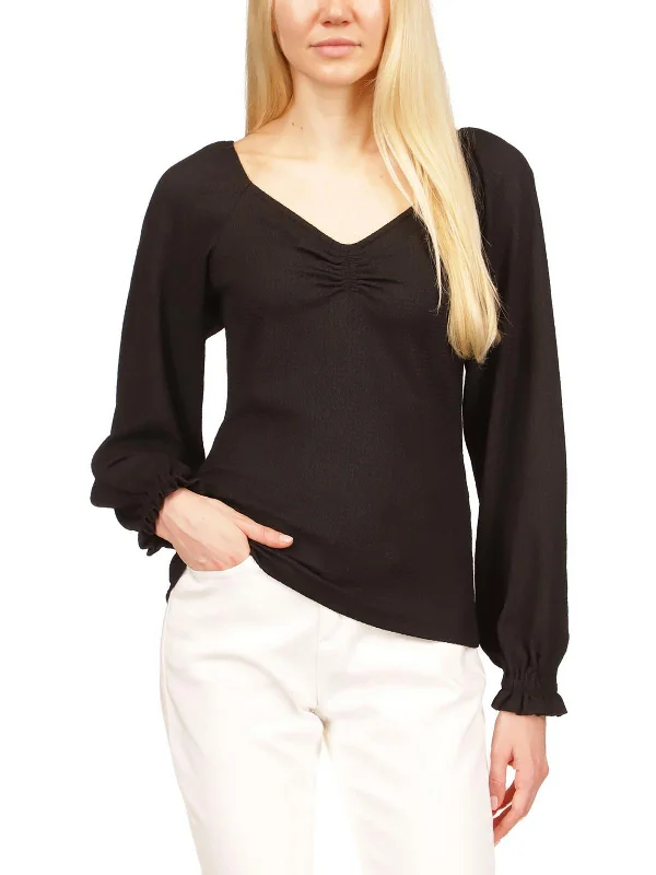 Seasonal Clearance Petites    Womens Square Neck Puff Sleeve Blouse
