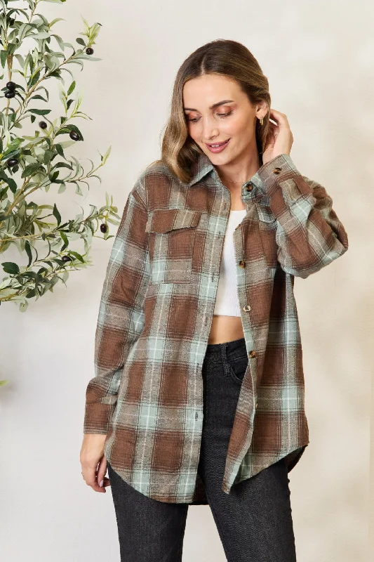 Friends and Family Sale Plaid Dropped Shoulder Shirt