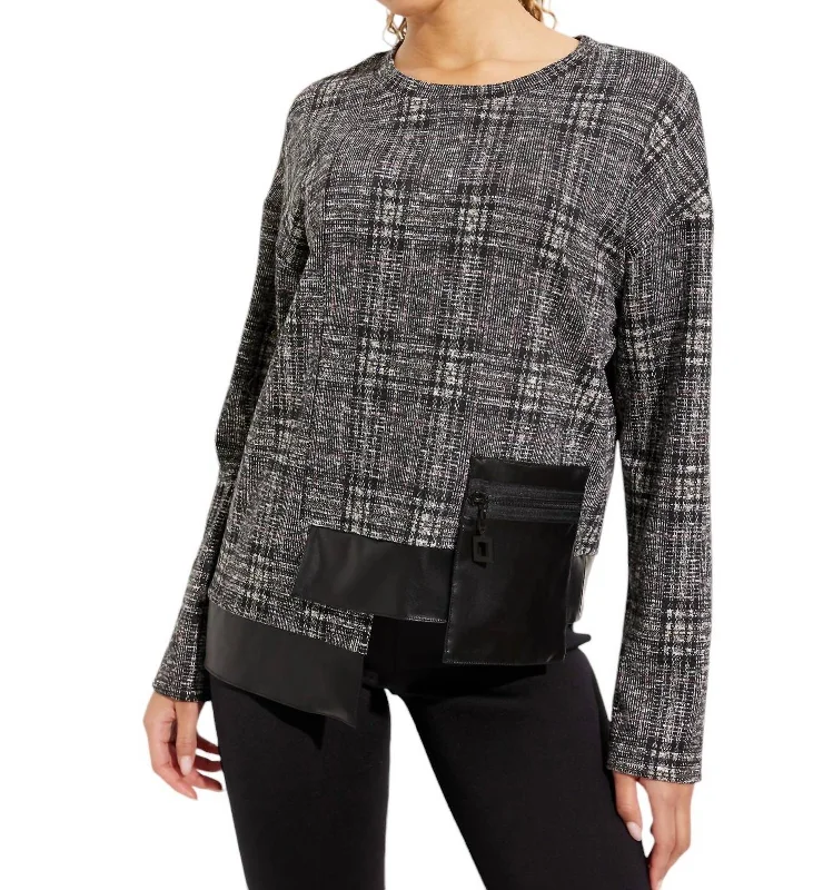 Markdown Madness Plaid Long Sleeve Top In Black/multi
